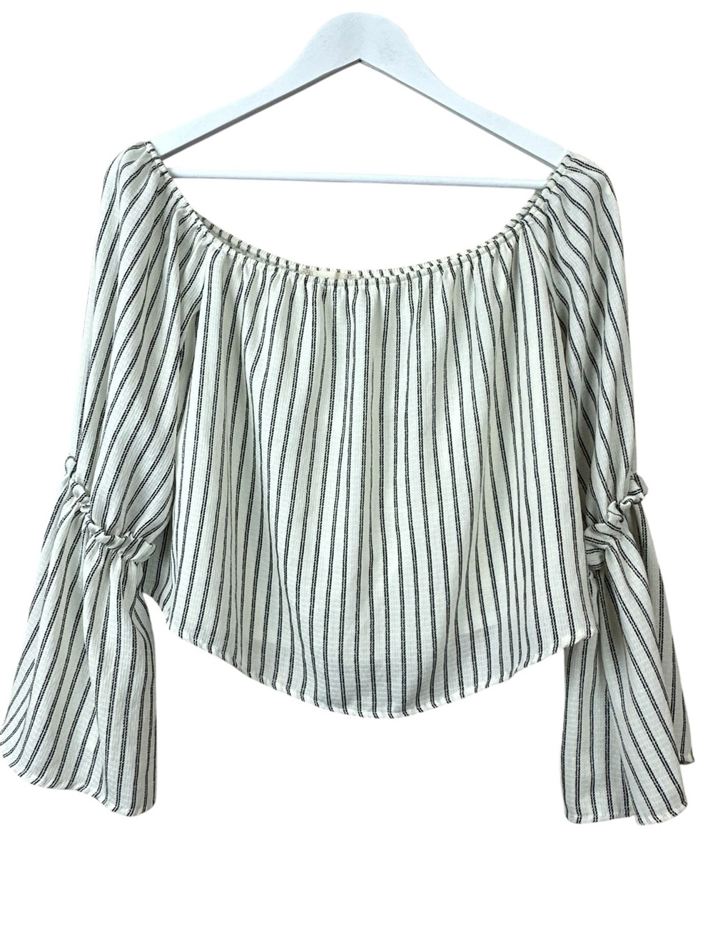 Altar’d State Striped  Off Shoukder Crop Shirt Women Sz M Nwt